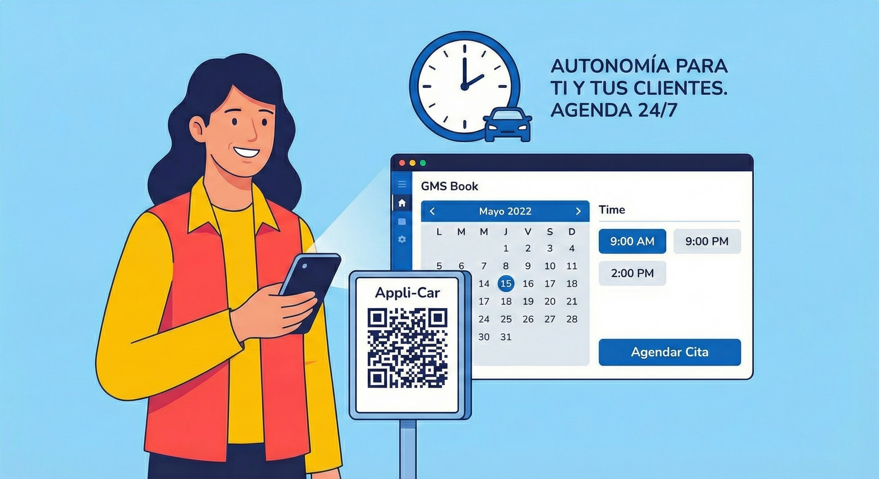 Dispositivos conectados a la nube administrando el taller mecánico remotamente con software SaaS